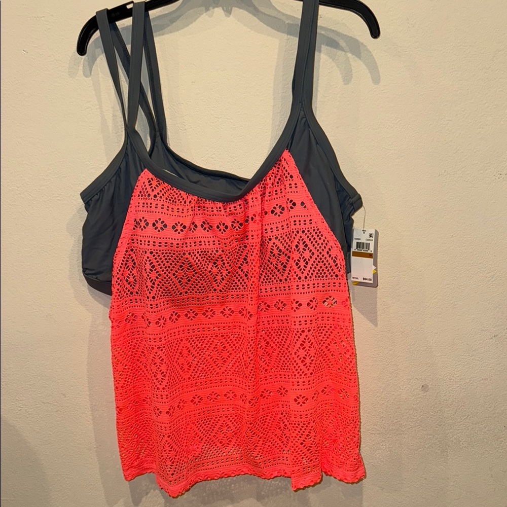 NWT Go Gossip Tankini top crochet plus size 3X